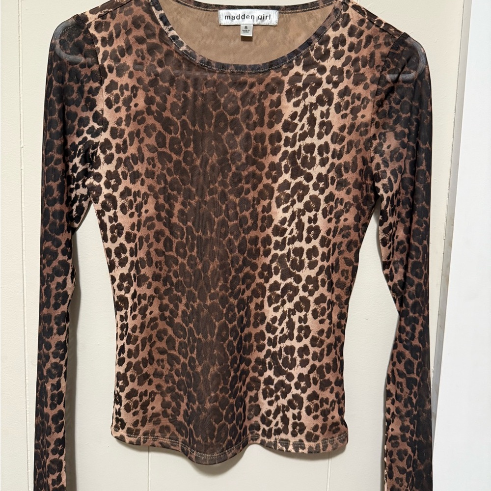 Madden Girl Brown Leopard Long Sleeve Tee